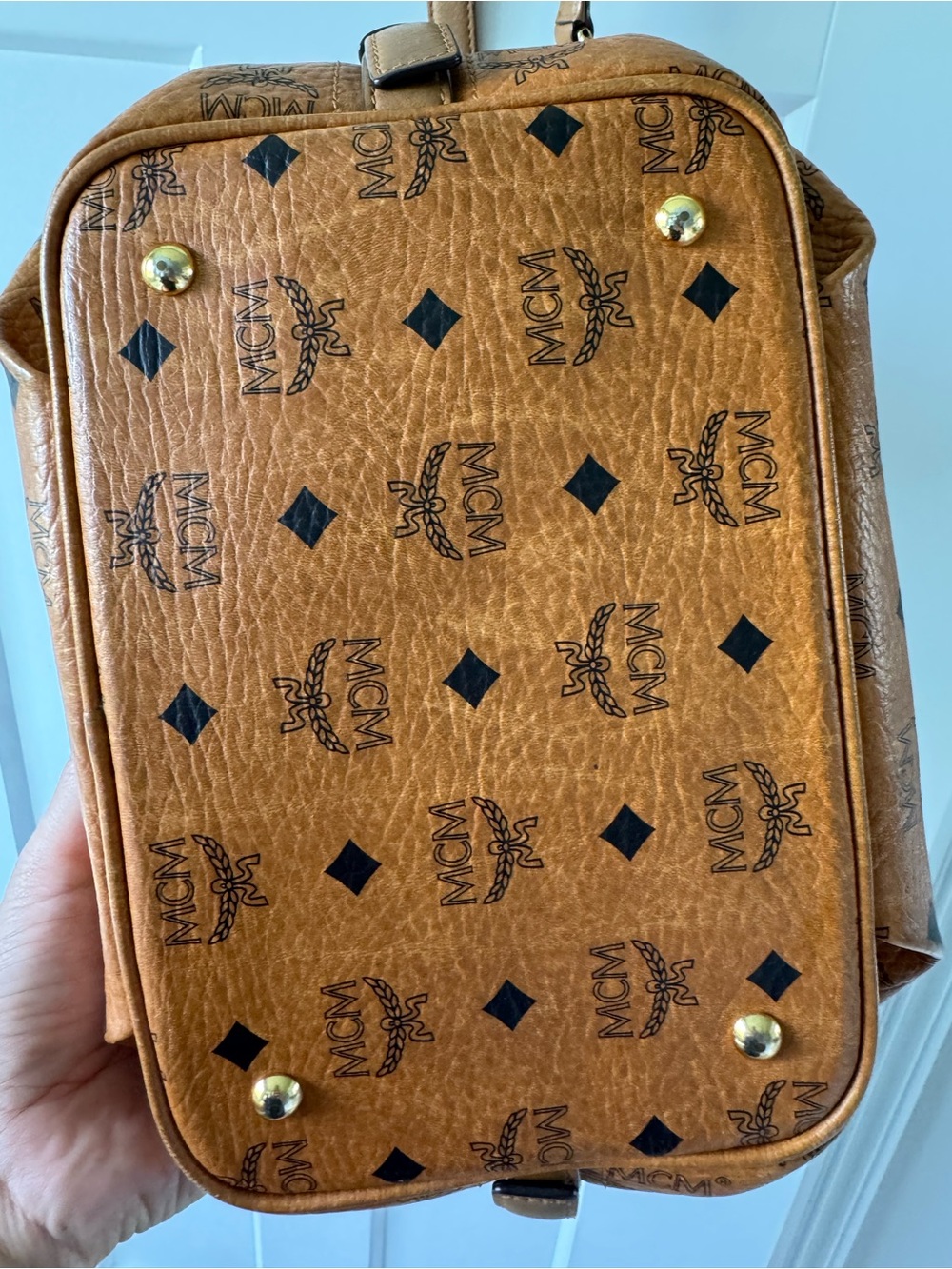 MCM Cognac Visetos Logo Drawstring Shoulder Bag - Picture 6 of 16